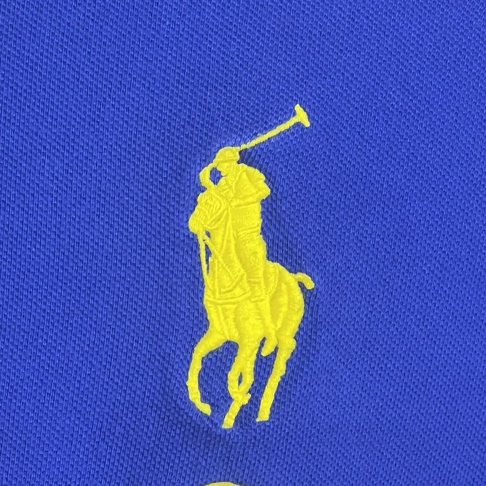 VTG Polo Ralph Lauren Men’s 2XB Blue Spellout Big Pony #3 Short‎ Sleeve 90s USA